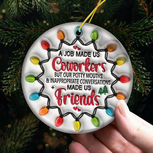 Mon collègue de soutien émotionnel - Ornement personnalisé pour collègue - Forme ronde en céramique - Cadeau de Noël pour collègues, meilleurs amis, BFF
