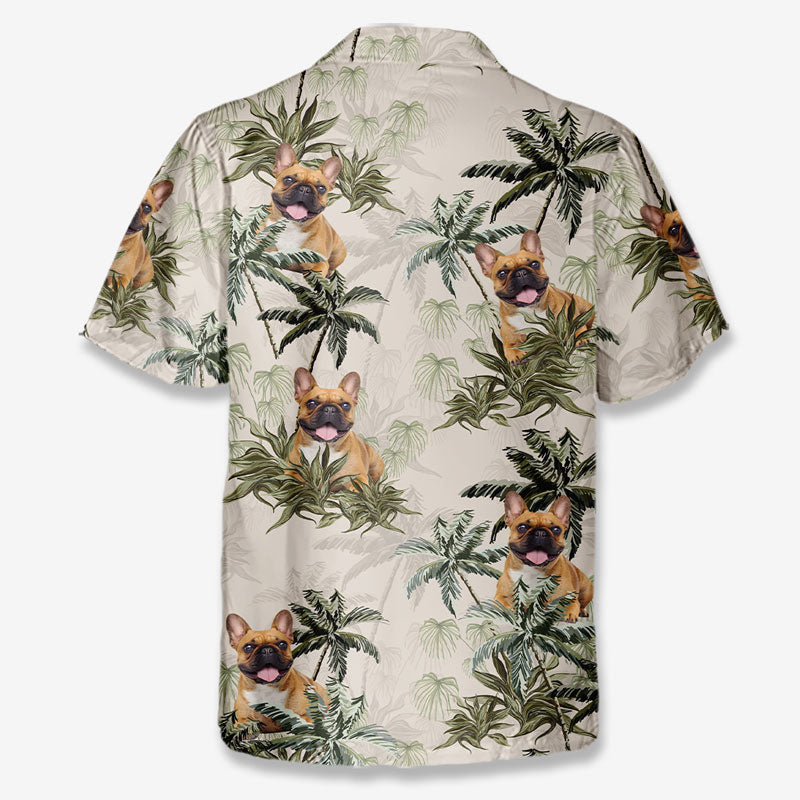 Chemise hawaïenne unisexe avec photo personnalisée - Cadeaux de vacances et de voyage personnalisés pour la famille, les amoureux des chiens et des chats - Le bonheur arrive par vagues
