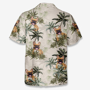Chemise hawaïenne unisexe avec photo personnalisée - Cadeaux de vacances et de voyage personnalisés pour la famille, les amoureux des chiens et des chats - Le bonheur arrive par vagues
