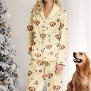 Pyjama personnalisé avec photo « Mon chien me trouve cool » - Cadeau de Noël pour les propriétaires et les amoureux des animaux