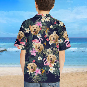 T-shirt hawaïen unisexe personnalisé avec photo pour enfant, été - Chien et chat - Cadeau vacances d'été, anniversaire pour enfants, propriétaires d'animaux, amoureux des animaux