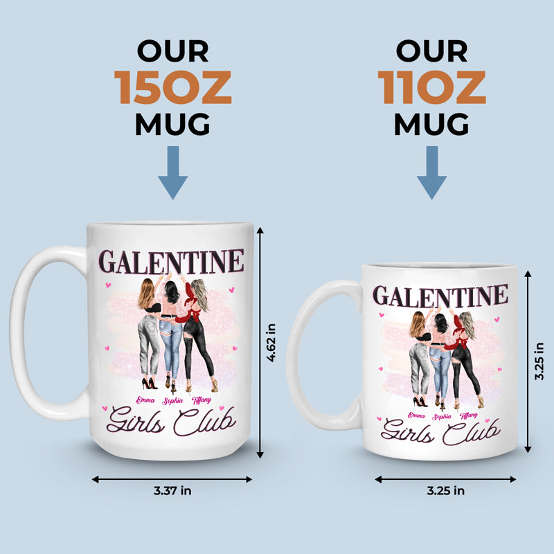 Galentine Girls Club - Mug personnalisé Bestie - Cadeau de Saint-Valentin pour meilleures amies, meilleures amies, sœurs