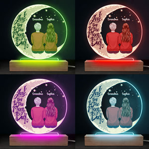 Nous t'aimons jusqu'à la lune et retour - Lumière LED 3D ronde personnalisée commémorative - Cadeau de condoléances, cadeau pour les membres de la famille