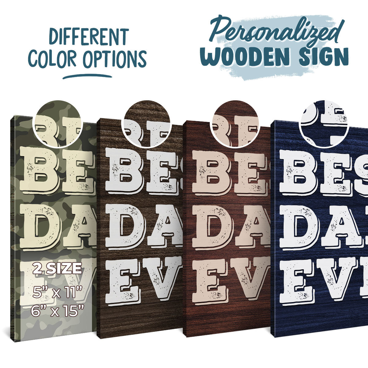 Meilleur papa de tous les temps - Panneau rectangulaire personnalisé en bois pour décoration d'intérieur - Cadeau de fête des pères, de pendaison de crémaillère pour papa