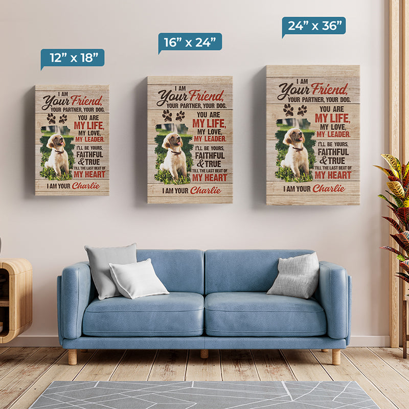Photo personnalisée « Je promets d'être ton meilleur ami » - Toile verticale personnalisée pour chien - Cadeau pour les propriétaires et les amoureux des animaux