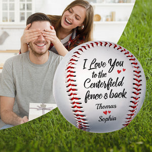 Photo personnalisée « Je t'aime jusqu'à la clôture du champ central et à l'arrière » - Couple personnalisé Baseball personnalisé - Cadeau pour mari et femme, anniversaire