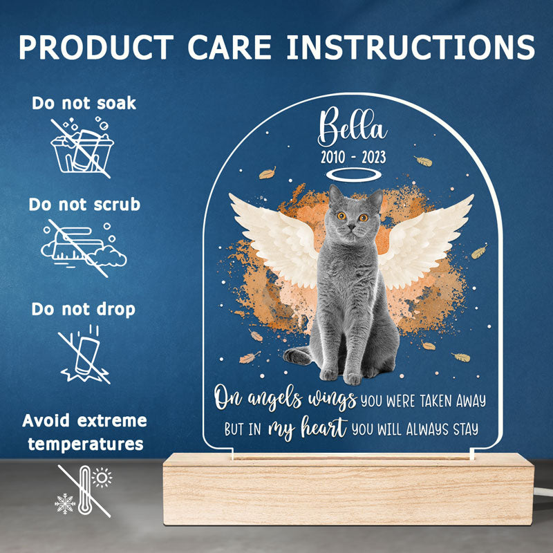Photo personnalisée « Tu resteras toujours dans mon cœur » – Lampe LED 3D personnalisée en forme de mémorial – Cadeau de condoléances, cadeau pour les propriétaires d'animaux et les amoureux des animaux