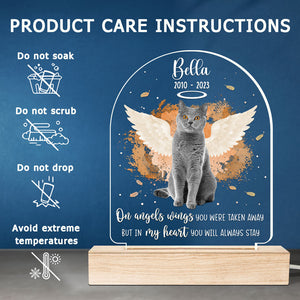 Photo personnalisée « Tu resteras toujours dans mon cœur » – Lampe LED 3D personnalisée en forme de mémorial – Cadeau de condoléances, cadeau pour les propriétaires d'animaux et les amoureux des animaux