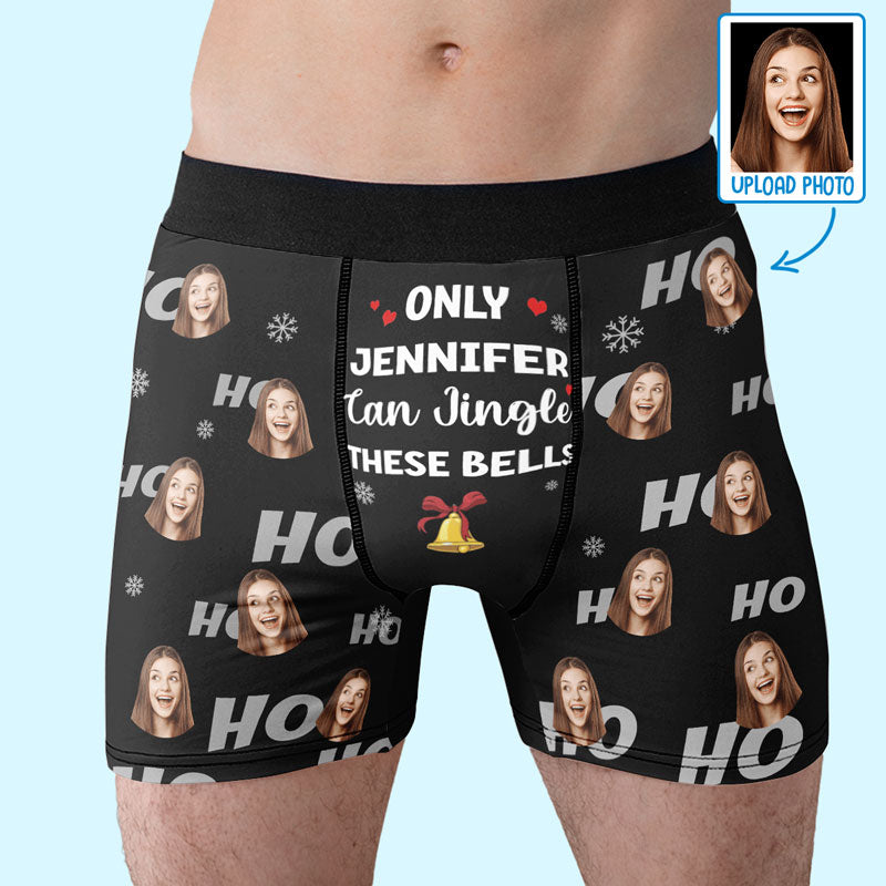 Boxer personnalisé avec photo « Tout ce que je veux pour Noël, c'est toi » – Boxer personnalisé amusant pour homme – Cadeau de Noël pour petit ami, mari, anniversaire
