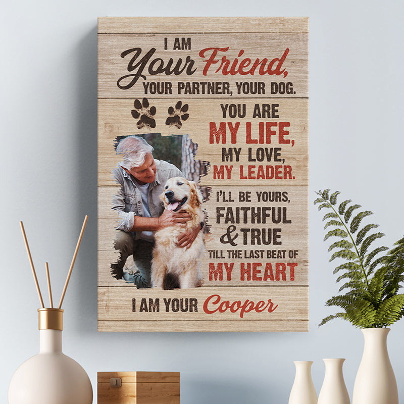 Photo personnalisée « Je promets d'être ton meilleur ami » - Toile verticale personnalisée pour chien - Cadeau pour les propriétaires et les amoureux des animaux