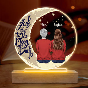 Nous t'aimons jusqu'à la lune et retour - Lumière LED 3D ronde personnalisée commémorative - Cadeau de condoléances, cadeau pour les membres de la famille