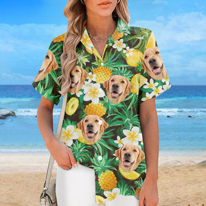 T-shirt hawaïen unisexe personnalisé avec photo, style ananas, pour chien et chat, style tropical, idéal pour les vacances d'été, pour les propriétaires et les amoureux des animaux.