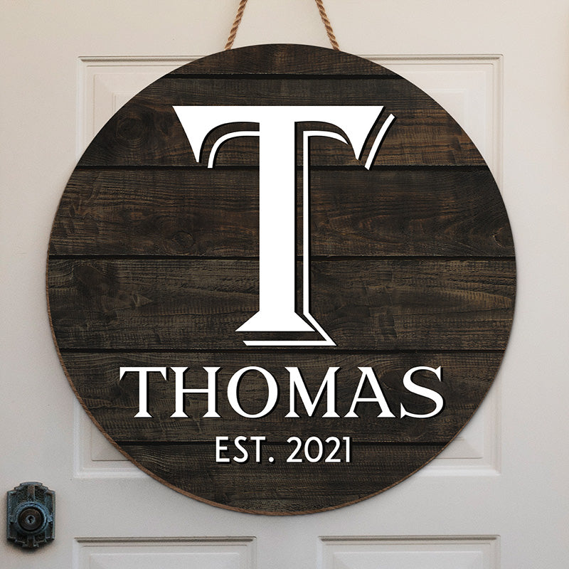 Notre maison - Panneau rond en bois personnalisé pour la décoration de la maison - Cadeau de pendaison de crémaillère pour les membres de la famille