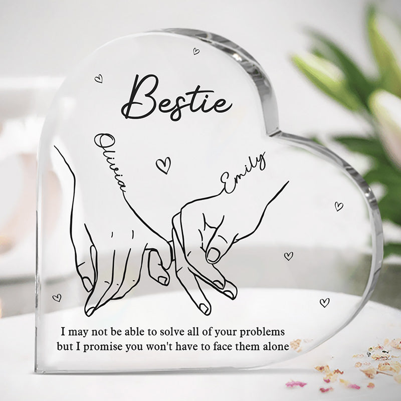 Je te rejoindrai toujours pour une promenade sous la pluie - Plaque acrylique personnalisée en forme de cœur pour meilleure amie - Cadeau pour meilleures amies, meilleures amies, sœurs