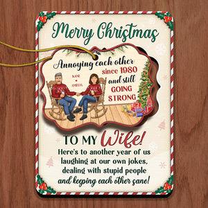 Voici une autre année de nous - Carte en bois personnalisée pour couple avec ornement pop-up - Cadeau de Noël pour mari et femme, anniversaire