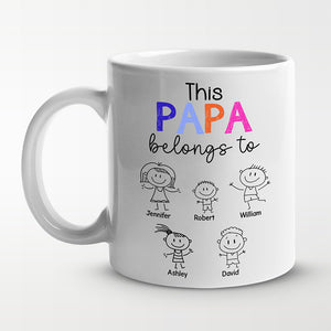 This Daddy Belongs - Family Personalized Custom Mug - Father's Day, Birthday Gift For Dad