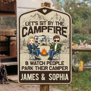 Ici pour un bon moment - Panneau en bois personnalisé pour décoration d'intérieur - Cadeau de pendaison de crémaillère pour couples, mari et femme, amoureux du camping