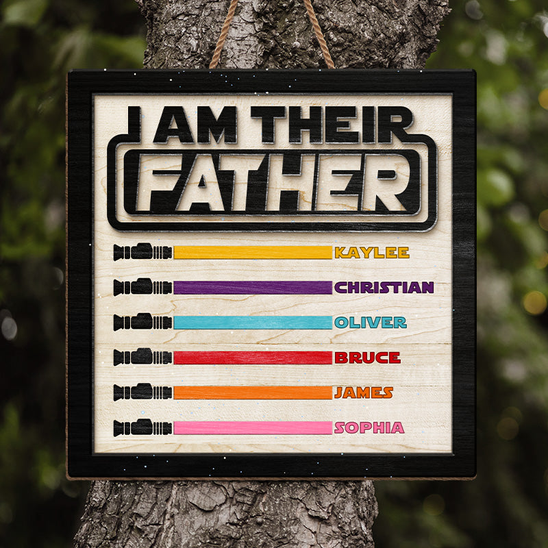 Je suis leur père - Panneau en bois personnalisé pour la décoration de la maison - Cadeau de fête des pères, de pendaison de crémaillère pour papa