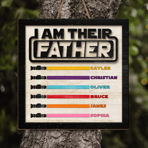Je suis leur père - Panneau en bois personnalisé pour la décoration de la maison - Cadeau de fête des pères, de pendaison de crémaillère pour papa