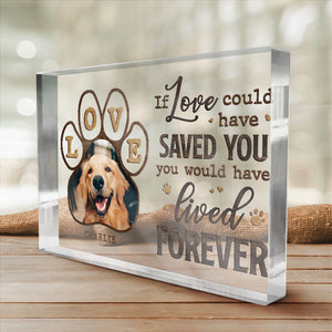 Photo personnalisée « Tant d'amour entre bonjour et au revoir » - Plaque commémorative rectangulaire en acrylique personnalisée - Cadeau de condoléances, cadeau pour propriétaires d'animaux de compagnie, amoureux des animaux