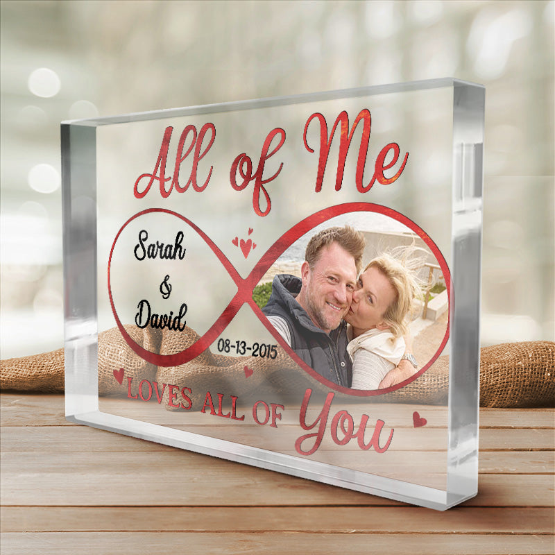 Photo personnalisée « Tout de moi, tout de toi » - Plaque acrylique rectangulaire personnalisée pour couple - Cadeau pour mari et femme, anniversaire