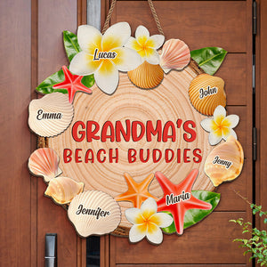 Grandma's Beach Buddies - Panneau en bois personnalisé pour la décoration de la maison - Vacances d'été, cadeau de pendaison de crémaillère pour grand-mère