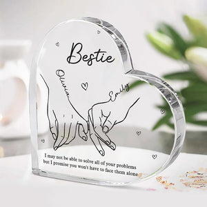 Je te rejoindrai toujours pour une promenade sous la pluie - Plaque acrylique personnalisée en forme de cœur pour meilleure amie - Cadeau pour meilleures amies, meilleures amies, sœurs