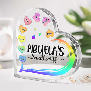 Les amours de grand-mère - Plaque acrylique personnalisée en forme de cœur pour la famille - Cadeau d'anniversaire pour grand-mère