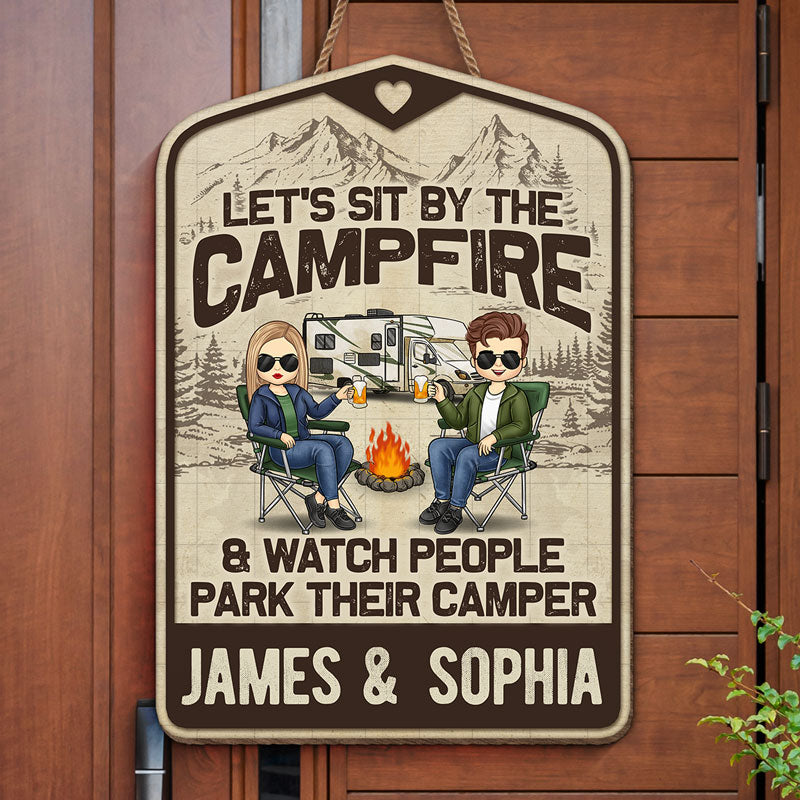 Ici pour un bon moment - Panneau en bois personnalisé pour décoration d'intérieur - Cadeau de pendaison de crémaillère pour couples, mari et femme, amoureux du camping