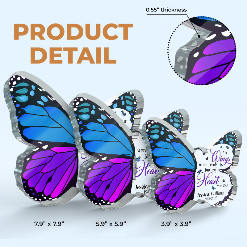 Des papillons apparaissent à proximité des anges - Plaque commémorative personnalisée en acrylique en forme de papillon - Cadeau de condoléances pour les membres de la famille