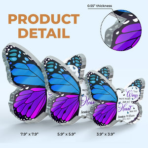 Des papillons apparaissent à proximité des anges - Plaque commémorative personnalisée en acrylique en forme de papillon - Cadeau de condoléances pour les membres de la famille