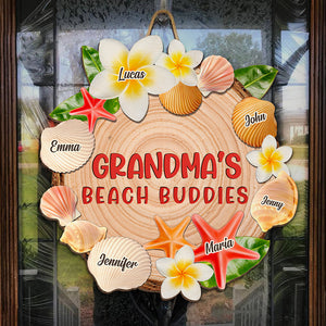 Grandma's Beach Buddies - Panneau en bois personnalisé pour la décoration de la maison - Vacances d'été, cadeau de pendaison de crémaillère pour grand-mère