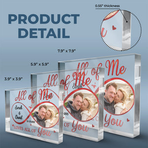 Photo personnalisée « Tout de moi, tout de toi » - Plaque acrylique rectangulaire personnalisée pour couple - Cadeau pour mari et femme, anniversaire