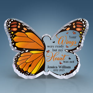 Des papillons apparaissent à proximité des anges - Plaque commémorative personnalisée en acrylique en forme de papillon - Cadeau de condoléances pour les membres de la famille