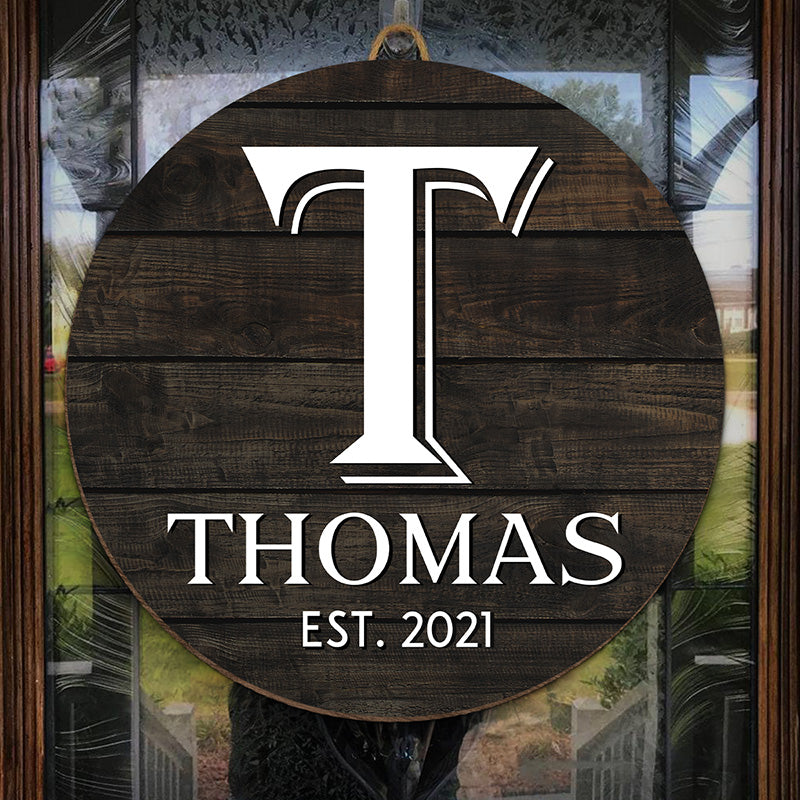 Notre maison - Panneau rond en bois personnalisé pour la décoration de la maison - Cadeau de pendaison de crémaillère pour les membres de la famille