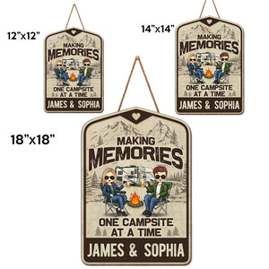 Ici pour un bon moment - Panneau en bois personnalisé pour décoration d'intérieur - Cadeau de pendaison de crémaillère pour couples, mari et femme, amoureux du camping