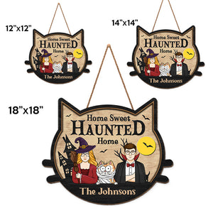 Maison hantée - Décoration personnalisée en bois représentant une sorcière - Cadeau d'Halloween pour mari, femme, propriétaires d'animaux et amoureux des animaux
