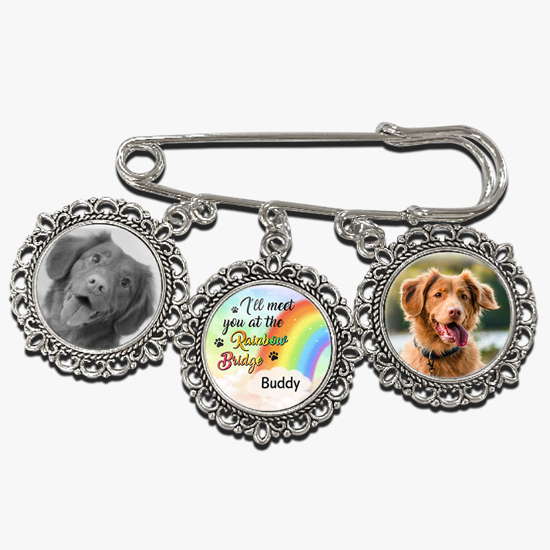 Broche ronde personnalisée avec photo « Forever Loved » - Cadeau de condoléances pour les propriétaires et les amoureux des animaux