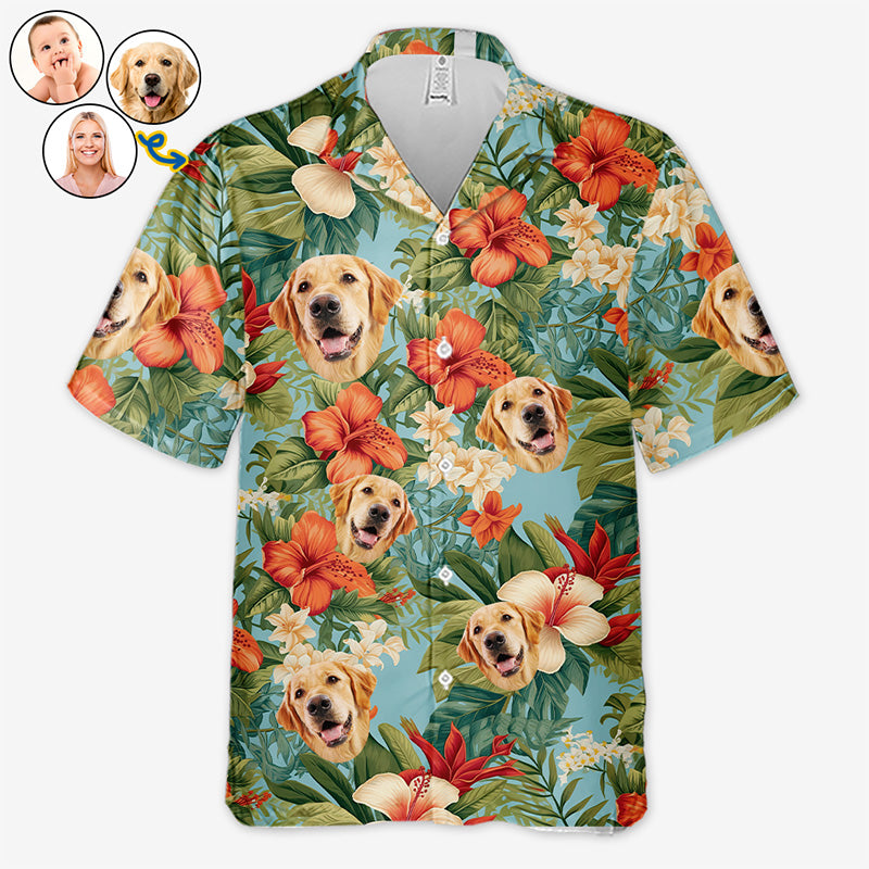 T-shirt hawaïen unisexe personnalisé avec photo « Amusons-nous au soleil » pour chien et chat - Cadeau idéal pour les vacances d'été, les propriétaires d'animaux et les amoureux des animaux.