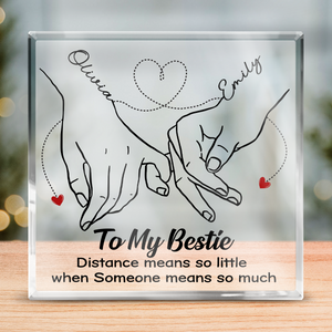 La véritable amitié ne connaît pas de distance - Plaque acrylique carrée personnalisée Bestie - Cadeau pour meilleures amies, meilleures amies, sœurs