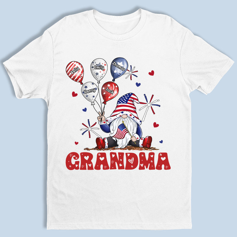 Juillet apporte joie et bonheur, Nana - T-shirt patriotique unisexe personnalisé pour la famille, sweat à capuche, sweat-shirt - Jour de l'Indépendance, 4 juillet, cadeau d'anniversaire pour grand-mère