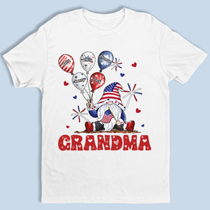 Juillet apporte joie et bonheur, Nana - T-shirt patriotique unisexe personnalisé pour la famille, sweat à capuche, sweat-shirt - Jour de l'Indépendance, 4 juillet, cadeau d'anniversaire pour grand-mère