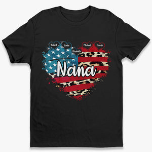 Grand-mère et ses enfants - T-shirt patriotique unisexe personnalisé pour la famille, sweat à capuche, sweat-shirt - Jour de l'Indépendance, 4 juillet, cadeau d'anniversaire pour grand-mère