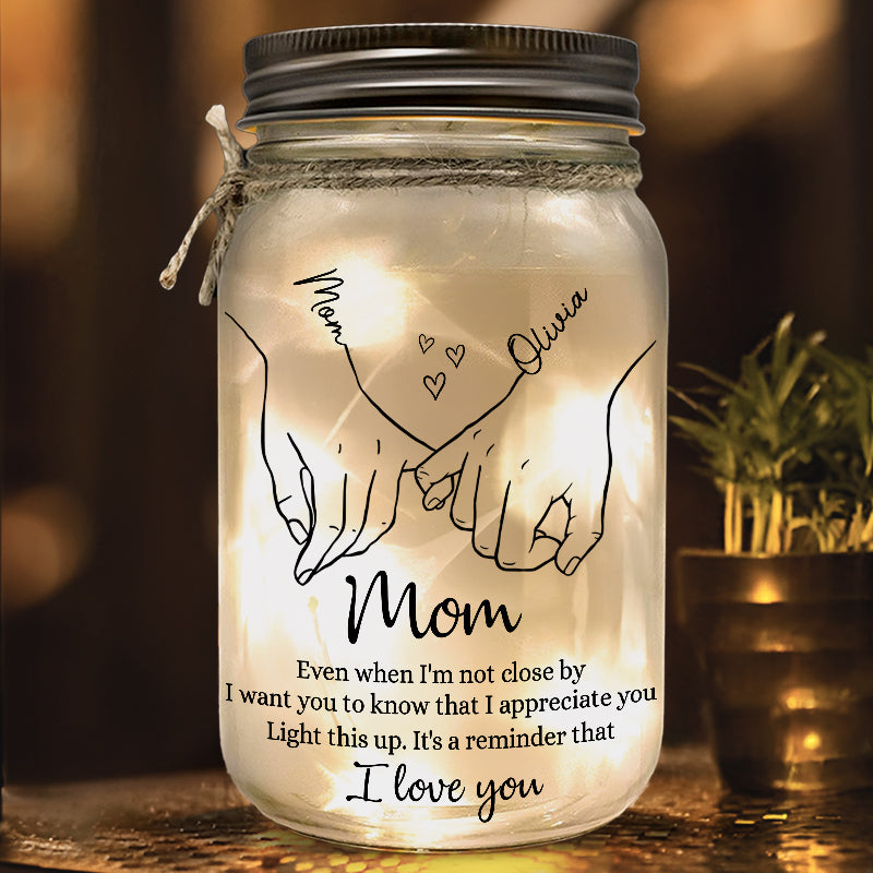 C'est un rappel que je t'aime - Lampe de pot Mason personnalisée pour la famille - Cadeau pour maman, grand-mère