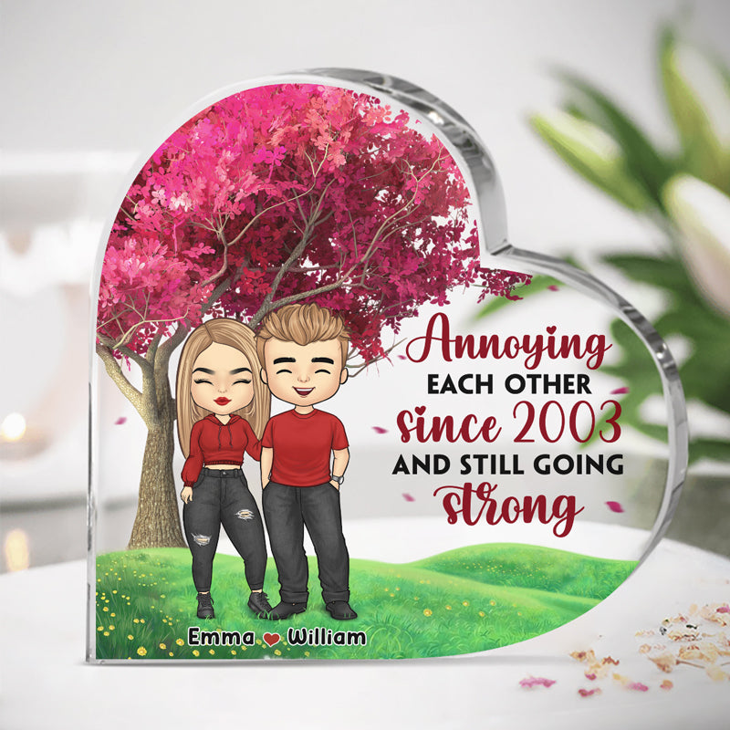 Bébé, tu es le seul que je veux ennuyer pour le reste de ma vie - Plaque acrylique personnalisée en forme de cœur pour couple - Cadeau pour mari et femme, anniversaire
