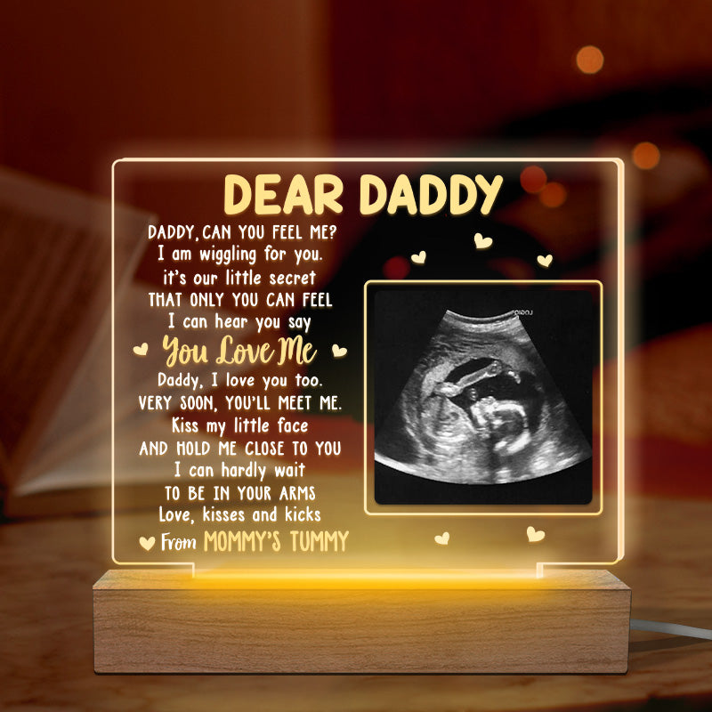 Photo personnalisée très bientôt, tu me rencontreras - Lumière LED 3D rectangulaire personnalisée en famille - Cadeau de fête prénatale, cadeau pour premier papa