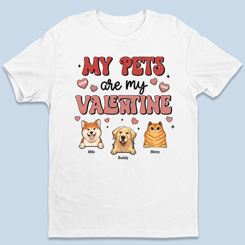 Mes animaux sont ma Saint-Valentin ! T-shirt, sweat à capuche et sweat-shirt unisexe personnalisé pour chien et chat ! Cadeau pour les propriétaires et les amoureux des animaux.