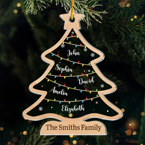 Joyeuse famille, vie heureuse - Ornement personnalisé en acrylique personnalisé - Cadeau de Noël pour les membres de la famille