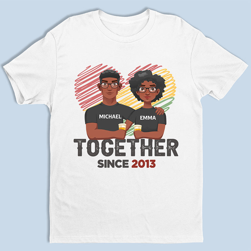 Couple ensemble depuis - T-shirt, sweat à capuche, sweat-shirt unisexe personnalisé pour couple - Cadeau pour mari et femme, anniversaire