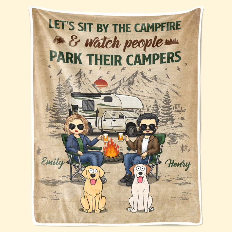 Regardons les gens garer leurs camping-cars - Couverture de camping personnalisée - Cadeau pour les amateurs de camping, les propriétaires d'animaux de compagnie, les amoureux des animaux